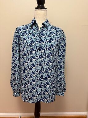 Blake by Devon Blue Floral Print Men's Button-Up Shirt Med